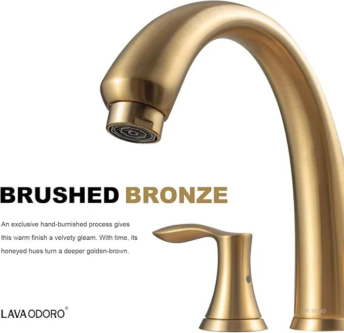 Lava Odoro 2-Handle Widespread Roman Tub Faucet, Bronze Gold Tub Faucet, Brass Roman Bathtub Faucet, Tub Filler, Valve Included, TF405-BB - ModernBath