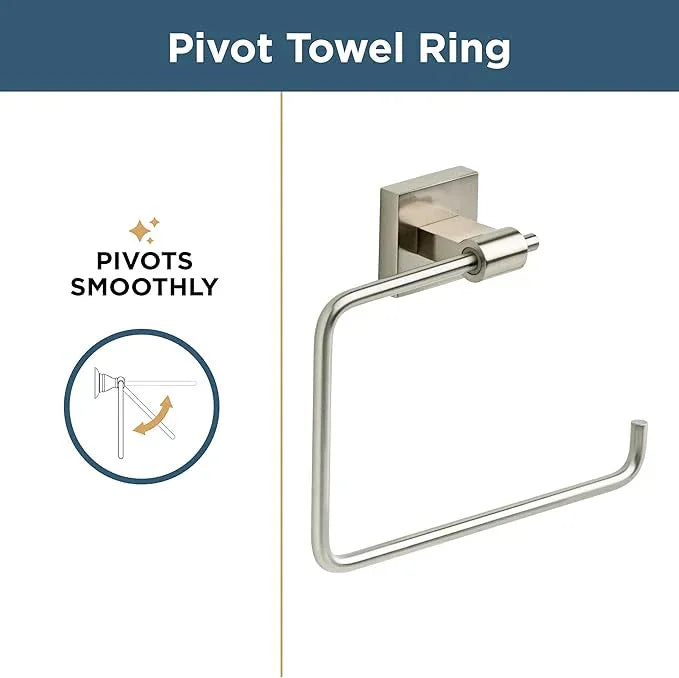 Franklin Brass Maxted (1-Pack) Hand Towel Holder Satin Nickel Towel Racks for Bathroom Wall Square Towel Ring Holder for Bath Towel Hanger for Kitchen, Bathroom Accessories MAX46-SN - ModernBath