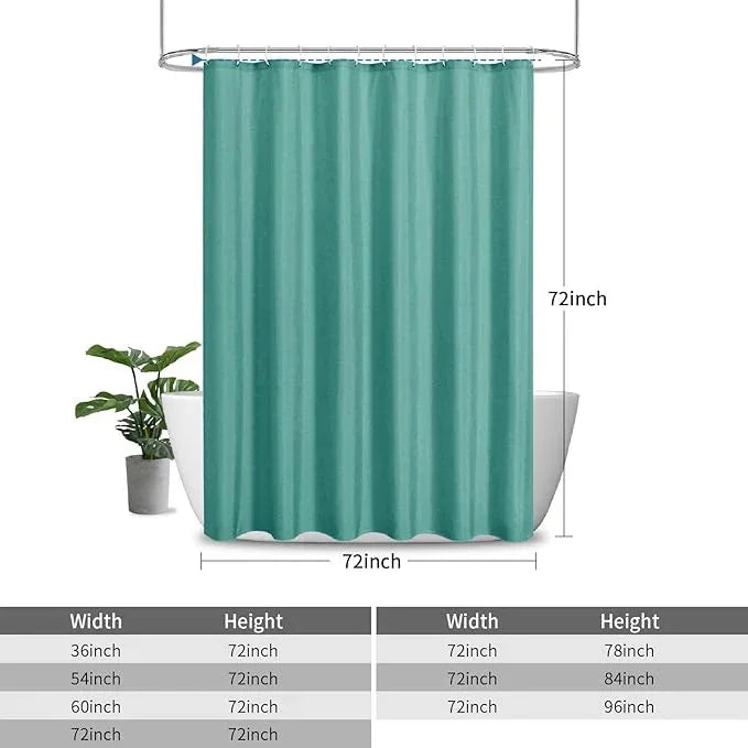 THAIGEE 2-in-1 Waterproof Fabric Shower Curtain or Liner,Linen Textured,Breathable TPU & Washable Bathroom Shower Curtain Set with 12 Plastic Hooks,Modern,72"x72" Teal - ModernBath