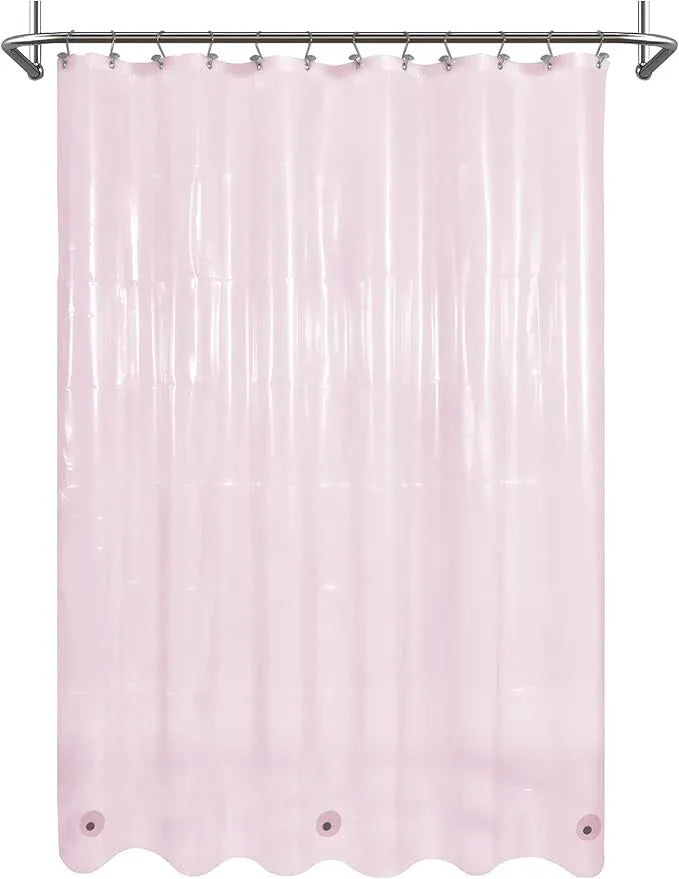 Mrs Awesome Clear Pink Shower Curtain Liner with 3 Magnets, 72x72 Premium Flexible Sturdy Plastic Shower Curtain for Bathroom Lightweight & Waterproof, Clear Pink - ModernBath