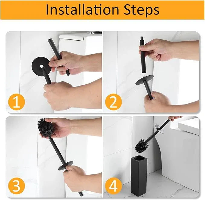 BGL Toilet Brush and Holder Set 2 Packs Aluminium Free Standing, Bathroom Storage and Organization Toilet Bowl Cleaner Brush and Holder, Square Design Sturdy and Space Saving - ModernBath