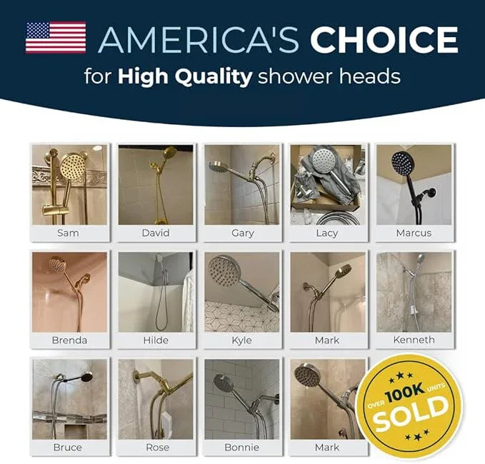 HammerHead Showers® Solid Metal Handheld Shower Head with Hose and Brass Holder - POLISHED BRASS - 2.5 GPM High Pressure Shower Heads with Adjustable Shower Wand Bracket - 6ft Flexible Extension - ModernBath