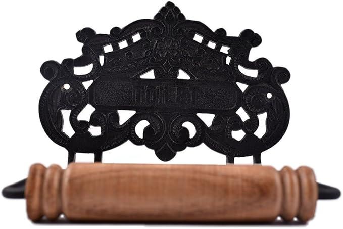 Renovators Supply Toilet Paper Holder - Antique Wall Mount Toilet Paper Holder - Sanitary Paper Holder - Vintage Bathroom Decor - Colonial Tissue Holder - Black, Princess Crown, Pack of 1 - ModernBath