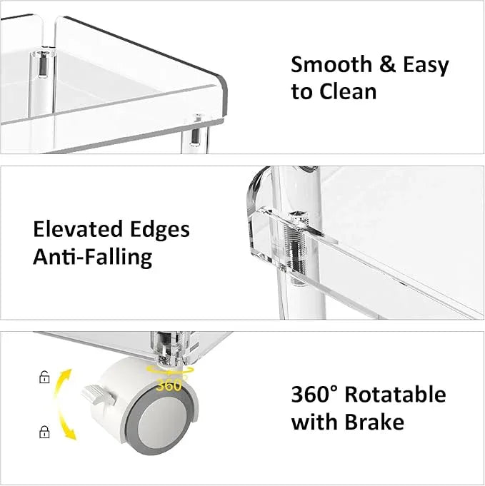 AQUIVER Acrylic Slim Storage Cart - 4 Tiers Narrow Rolling Cart - Utility Cart for Kitchen, Bathroom, Living Room, Laundry - 15.6 '' L x 10.2 '' W x 33.9 '' H - ModernBath