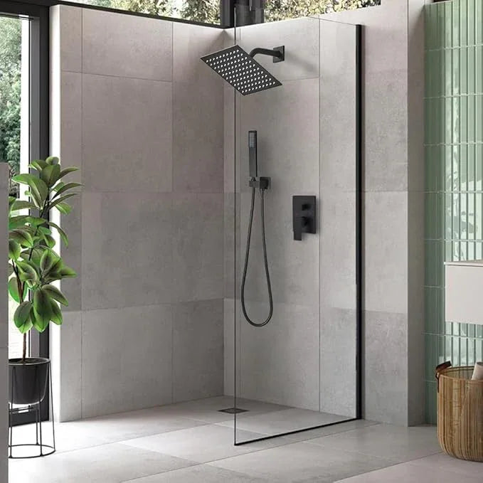 annazom Shower Faucet Set Rain Shower System Matte Black with High Pressure 8-Inch Shower Head Handheld Square Shower Head Bathroom Luxury Rain Shower Faucet Shower Complete Combo Kit Wall Mounted - ModernBath