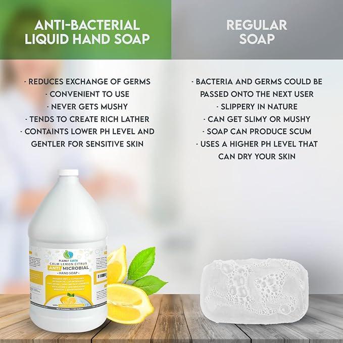 Plainly Earth Antimicrobial Liquid Hand Soap (1 US Gallon) - Antibacterial Soap Refill - Hand Soap Refill Bottle - Cruelty Free Moisturizing Soap, Calm Lemon Citrus - ModernBath