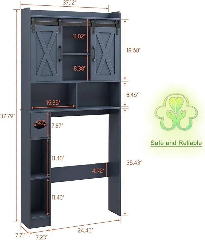 Vabches Over The Toilet Storage Cabinet, Farmhouse Storage Cabinet Over Toilet with Sliding Doors，Home Space-Saving Toilet Rack, for Bathroom, Restroom, Laundry - ModernBath