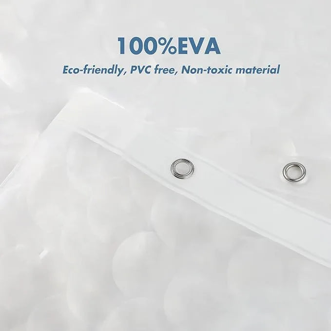 WELTRXE Extra Long Shower Curtain Liner, 72x78 Inch 3D Clear Bubble Heavy Duty Waterproof Shower Curtain Liner with Magnets Thick Plastic Shower Curtains Weighted Bathroom Shower Liner, 12 Hooks - ModernBath