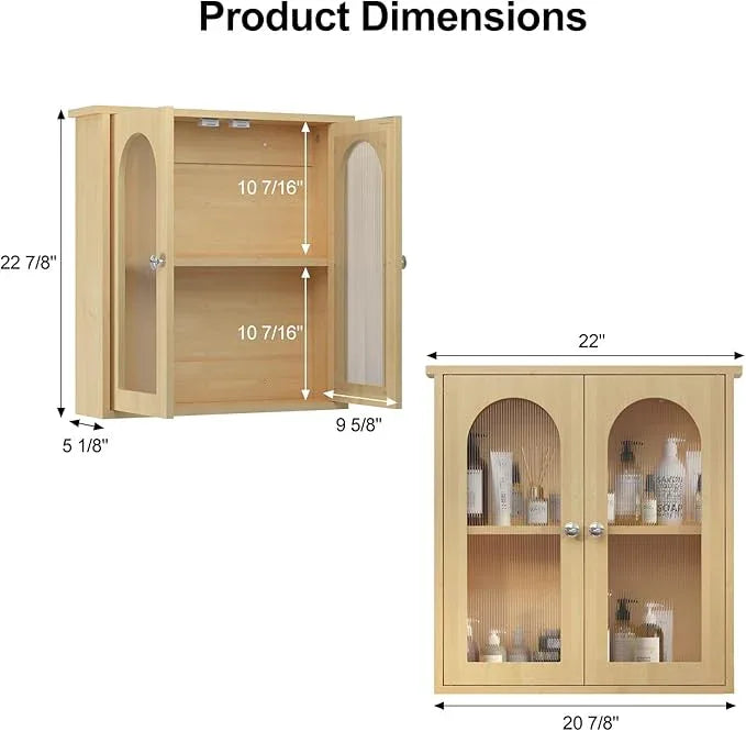 Bathroom Wall Cabinet,Medicine Cabinets Wall Mounted with Arched,Bathroom Medicine Cabinet Over Toilet,Surface Mount Medicine Cabinet for Laundry Room,Kitchen,Storage Cabinet 22x23 - ModernBath