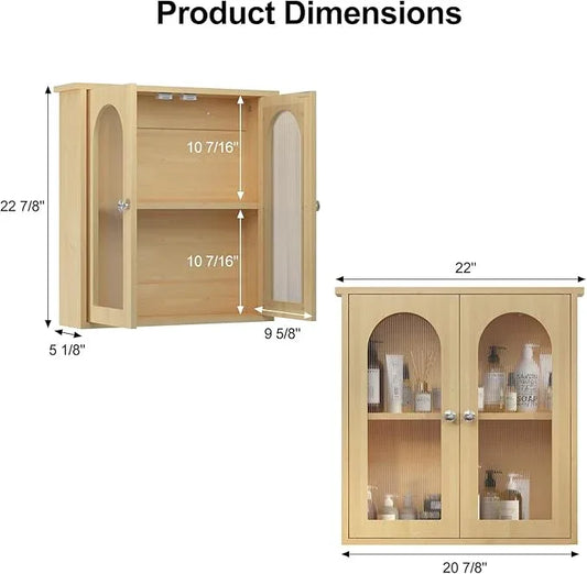 Bathroom Wall Cabinet,Medicine Cabinets Wall Mounted with Arched,Bathroom Medicine Cabinet Over Toilet,Surface Mount Medicine Cabinet for Laundry Room,Kitchen,Storage Cabinet 22x23 - ModernBath
