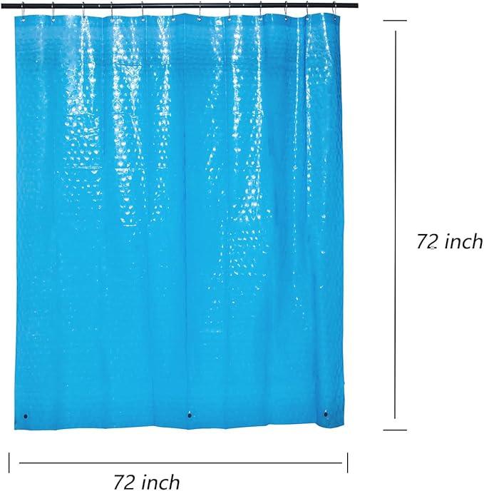 LQFMEHOT EVA Blue Shower Curtain Liner, 3D Water Cube 5G Shower Liner with 12 Rustproof Metal Grommets and Weighted Magnets, Waterproof Duty for Bathroom 72 x 72 - ModernBath