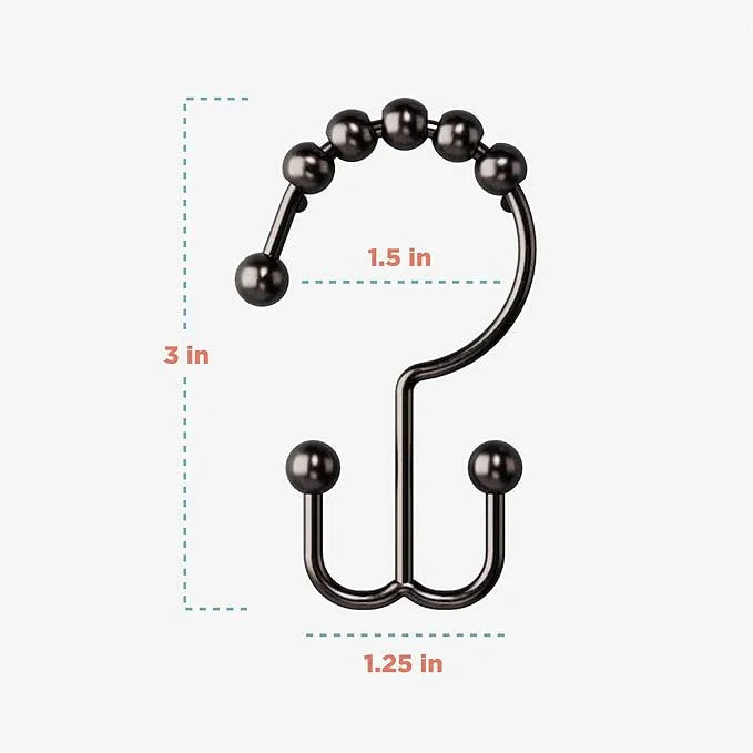 Zenna Home Metal Double Glide Shower Rings, Oil Rubbed Bronze – Set of 12 Heavy Duty, Rust-Resistant Shower Rings with Smooth Glide for Shower Curtains and Liners - ModernBath