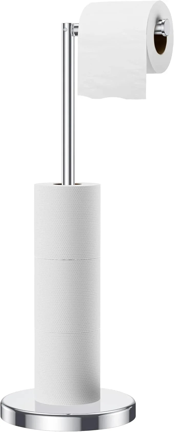FORIOUS Toilet Paper Holder Stand, Modern Freestanding Tissue Roll Holder for Bathroom, Durable SUS 304 Stainless Steel and Weighted Base Toilet Paper Stand, Storage for 4 Rolls, Polished Chrome - ModernBath