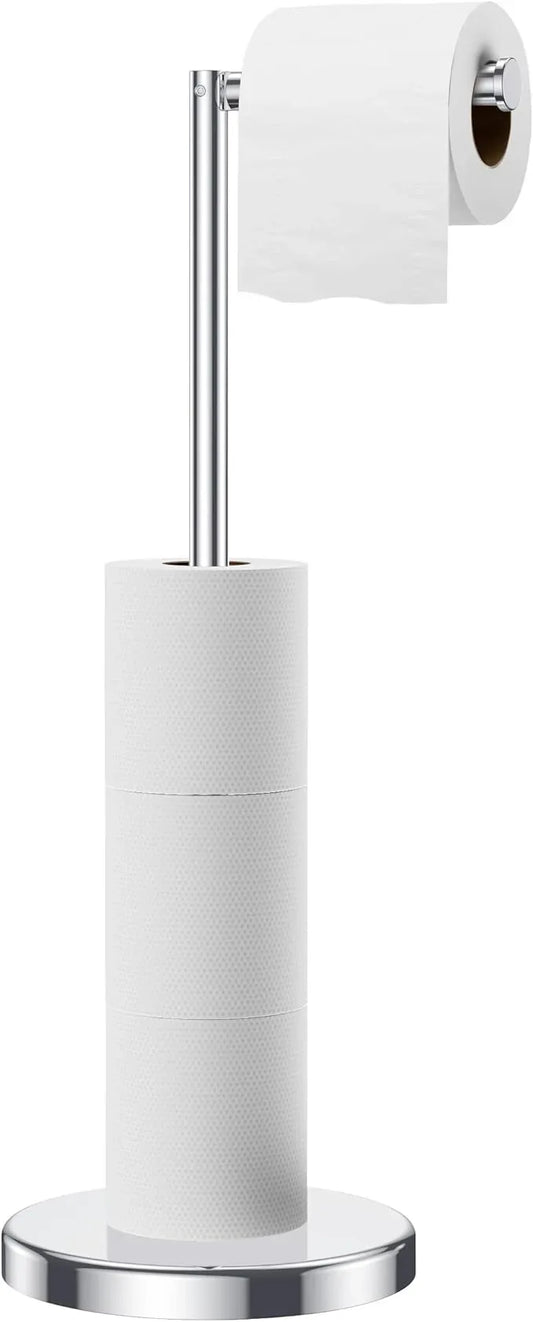 FORIOUS Toilet Paper Holder Stand, Modern Freestanding Tissue Roll Holder for Bathroom, Durable SUS 304 Stainless Steel and Weighted Base Toilet Paper Stand, Storage for 4 Rolls, Polished Chrome - ModernBath
