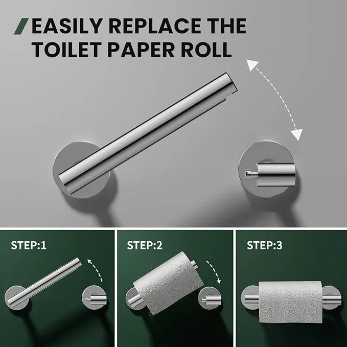 Toilet Paper Holder and Towel Ring Set 2PCS Wall Mount, Polished Chrome Bathroom Hardware Set, Stainless Steel Hand Towel Holder Toilet Paper Roll Holder Set, Bathroom Accessories for Bathroom Kitchen - ModernBath
