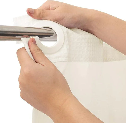 River Dream Heavyweight No Hooks Required Dotted Waffle Weave Shower Curtain with Snap in Liner - 71W x 74H,Hotel Grade,Spa Like Bath Curtain,Cream - ModernBath