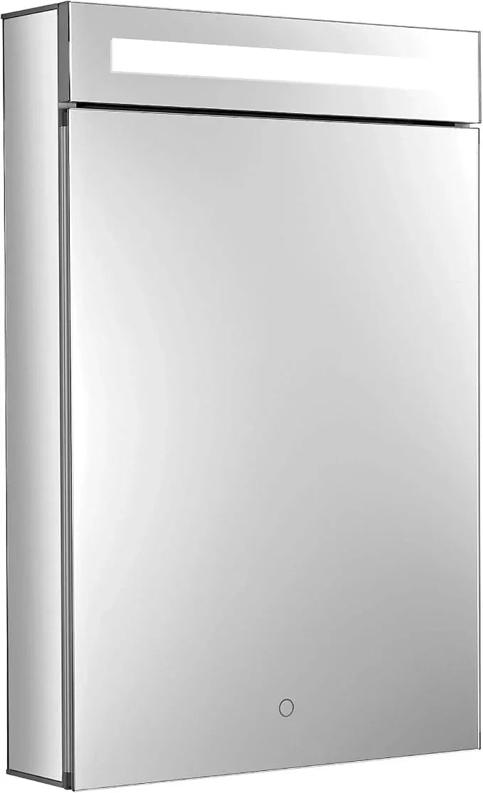 Fine Fixtures Bathroom Medicine Cabinet, Aluminum, Recessed/Surface Mount, Mirrored Interior w/LED (20 x 30 Right) - ModernBath