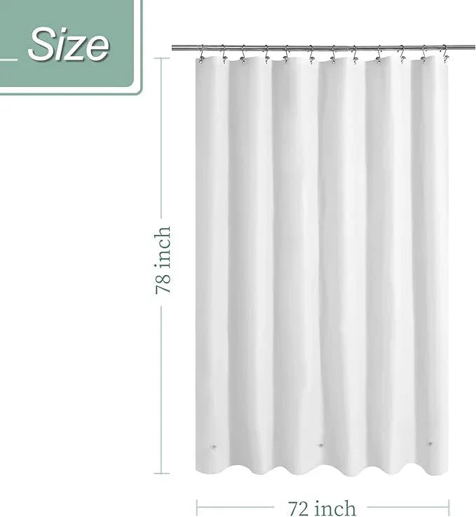 Mrs Awesome Long Shower Curtain Liner with 3 Magnets, 72x78 White PEVA Shower Liner, 78 Length Plastic Shower Curtain for Bathroom, Waterproof, 72 x 78, White - ModernBath