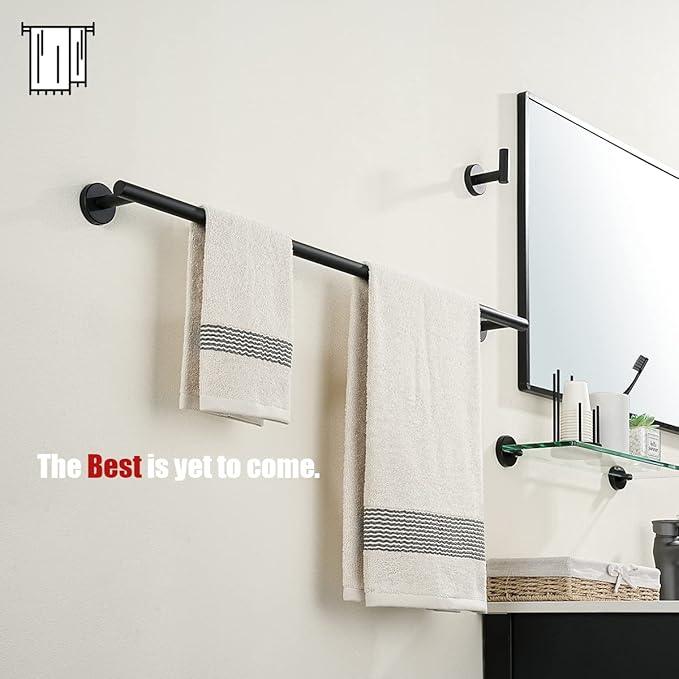 JQK Black Bath Towel Bar, 33 Inch 304 Stainless Steel Thicken 0.8mm Towel Rack Bathroom, Towel Holder Matte Black Wall Mount, Useable Length 30 Inch, TB110L30-PB - ModernBath