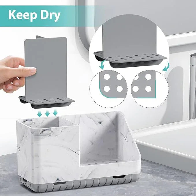 Toothbrush Holders for Bathroom Countertop, Kids Electric Toothbrush and Toothpaste Holder, Bathroom Accessories Vanity Organizer, Bathroom Organizers and Storage (Grey Marble Grain) - ModernBath