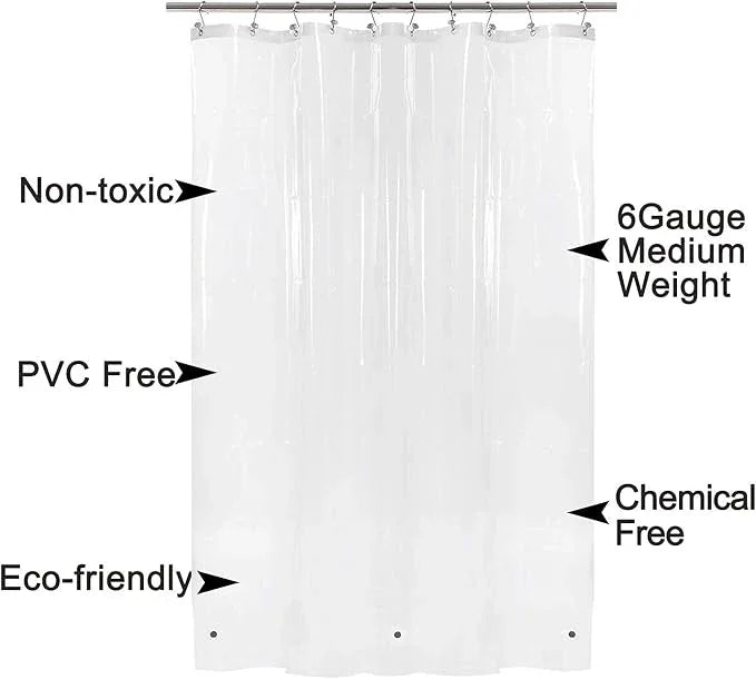 Barossa Design Narrow Shower Curtain Liner with 3 Magnets - 36" x 84", Waterproof PEVA Shower Liner for Small Extra Long Bathroom Stall, PVC Free, Metal Grommets - Clear, 36X84 - ModernBath
