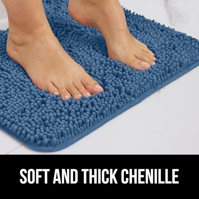 GORILLA GRIP Bathroom Rug Sets, Soft Chenille 2 Piece Area Rugs Set, Toilet Base Mat and 30x20 Carpet, Absorbent Microfiber Washable Mats Dry Quickly, Home Décor and Bath Room Accessories, Blue - ModernBath