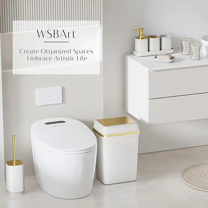 9PCS Bathroom Accessory Set, White Bathroom Set, Bathroom Accessories Set Complete with Trash Can, Toothbrush Holder, Soap Dispenser, Toilet Brush, Bathroom Decor - ModernBath