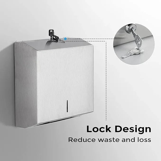 Paper Towel Dispenser Wall Mount - Multifold Trifold Paper Towel Dispensers, Large Capacity Stainless Steel Tissue Holder, Suitable for Bathrooms and Public Places - ModernBath