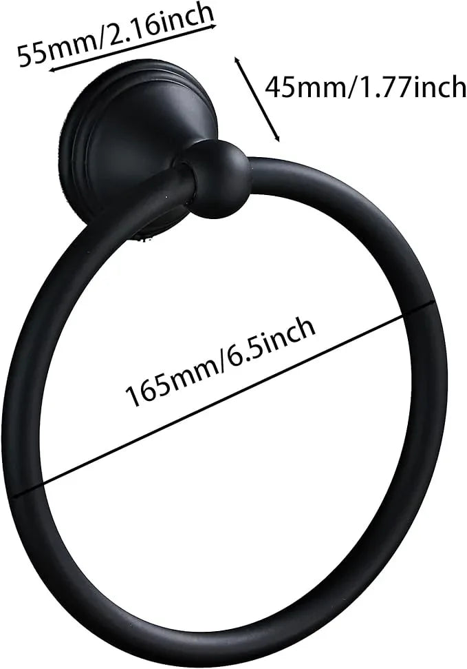 Towel Ring for Bathroom, Matte Black Hand Towel Holder 1 Pack, Bathroom Accessories and Towel Racks for Bathroom Wall Mount - ModernBath
