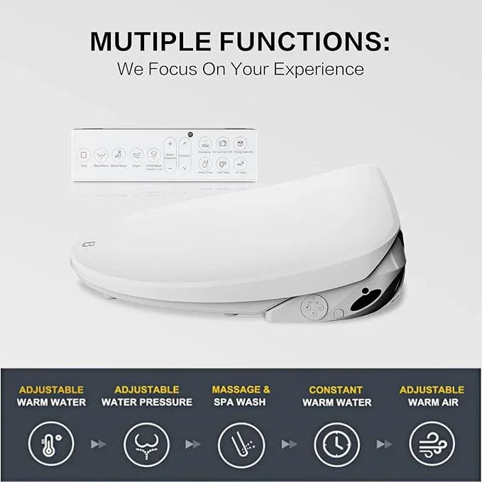 Bejoan Elongated Bidet Toilet Seat X5, Electric Heated Bidet with Soft Close, Bidet Attachment for Toilet Warm Water with Air Purification - ModernBath