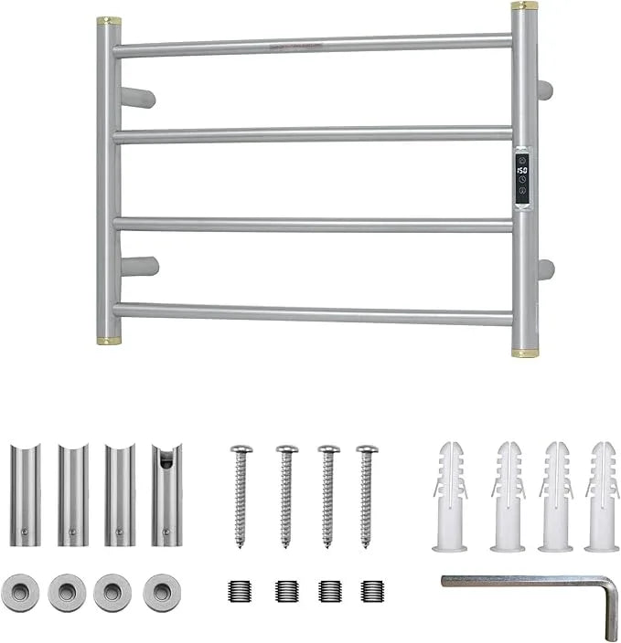 Electric Towel Warmer Rack,Heating Towel Warmer,Timer & Temperature Control,Wall-Mounted Plug-in for Bathroom,Brushed,Stainless Steel,4-Bar(16.54x23.62x5.51in) - ModernBath