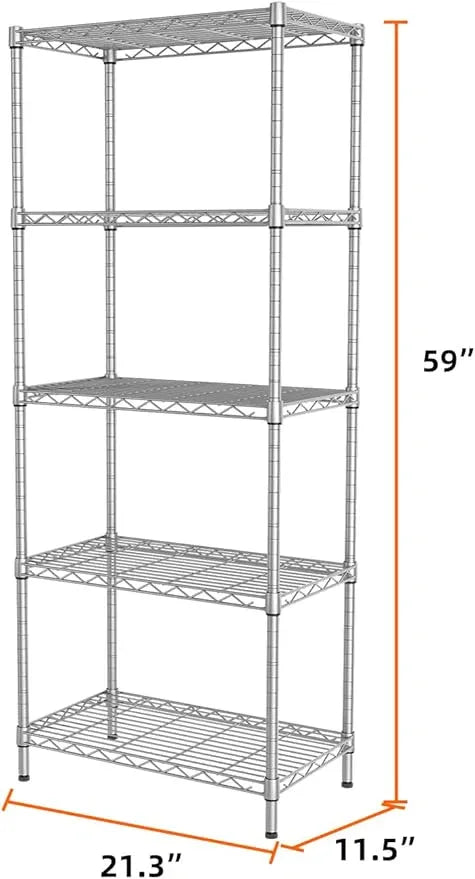 SINGAYE Shelf Wire Shelving Adjustable Storage Shelves Rack Standing Units for Kitchen Closet Laundry Bathroom Organizers Metal Pantry Narrow Mesh Gaps 12" D x 22" W x 59" H Gray - ModernBath