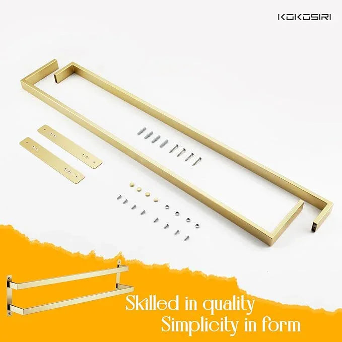 KOKOSIRI Bath Towel Bars Bathroom 2-Tiers Ladder Brushed Gold Towel Rails 32-Inch Towel Holders Wall Mounted Towels Shelves Rack Stainless Steel, B5008BG-L32 - ModernBath