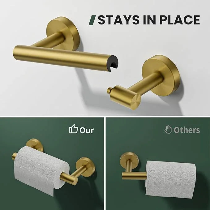 Toilet Paper Holder and Towel Ring Set 2PCS Wall Mount, Brushed Gold Bathroom Hardware Set, Stainless Steel Hand Towel Holder Toilet Paper Roll Holder Set, Bathroom Accessories for Bathroom Kitchen - ModernBath
