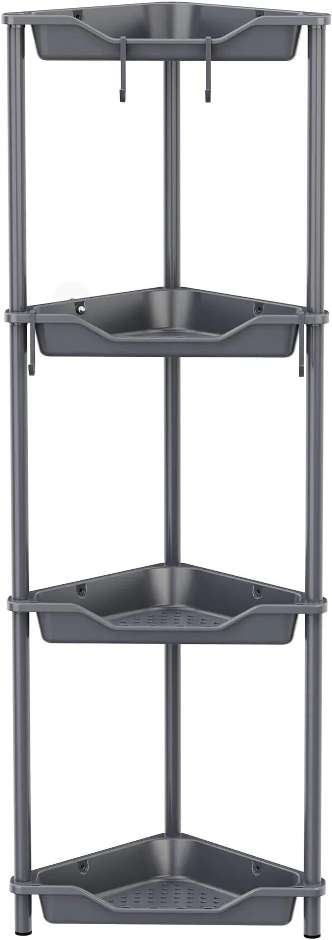 Orimade Rustproof 4 Tier Floor Standing Corner Shower Caddy Organizer, Plastic Metal Splicing Floor Corner Shelf Rack Storage Stands for Bathroom,10.8 x 10.8 x 44.6 inches, Grey - ModernBath