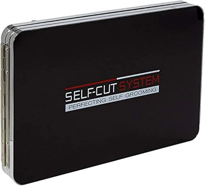 Self Cut System 3 Way Mirror for Self Hair Cutting, Trifold Barber Mirror with Height Adjustable Hooks, 360 View, Includes Free Educational Mobile App (Black Lambo) - ModernBath
