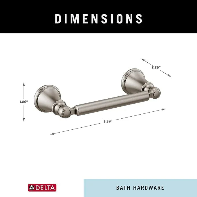 Delta Woodhurst (1-Pack) Toilet Paper Holder Brilliance Stainless Steel Tissue Roll Holder for Bathroom Organization and Storage Pivoting Toilet Tissue Holder Wall Bathroom Accessories 73250-SS - ModernBath