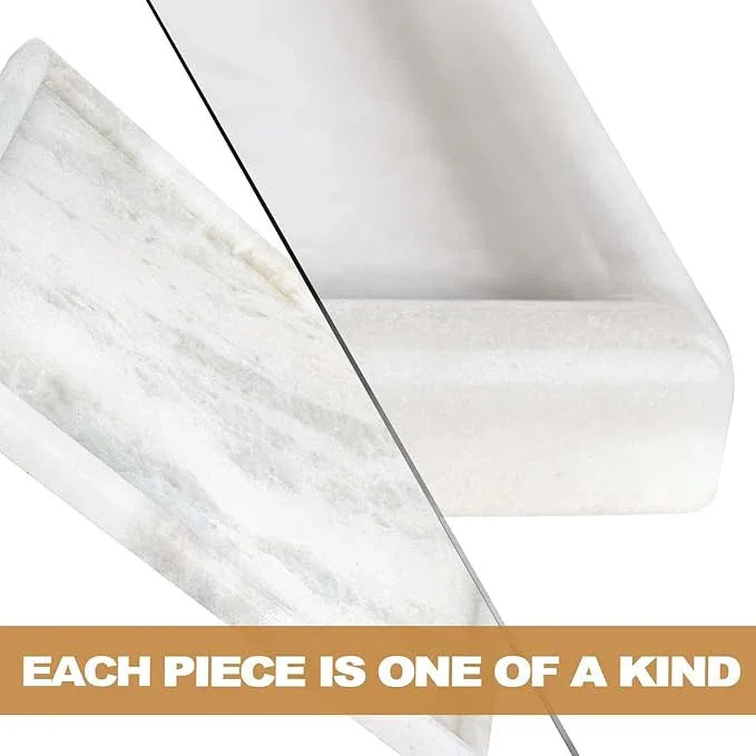 Koville African Natural Marble Tray, 12"x7" Coffee Table Vanity/Decorative Tray for Jewerly, Watch, Perfume Candle Tray for Bedroom/Bathroom/Kitchen Countertop - ModernBath