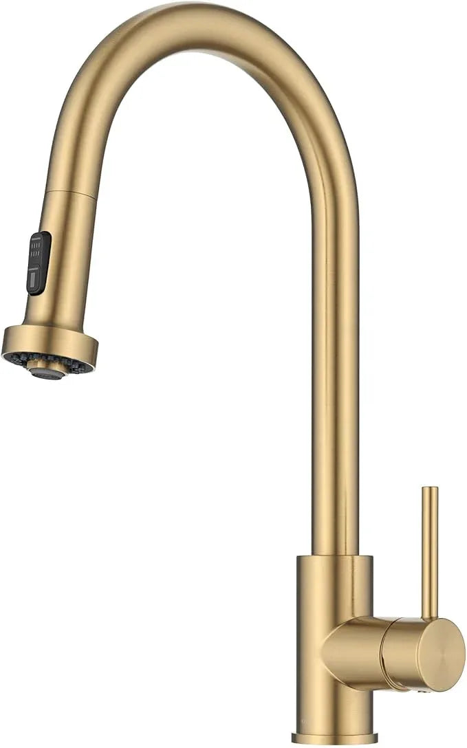 KRAUS Bolden 2-Function Single Handle Pull Down Kitchen Faucet in Spot-Free Brushed Brass, KPF-1616BB - ModernBath