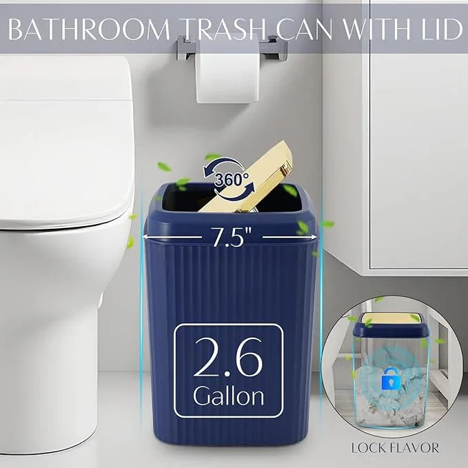 WSBArt 17PCS Bathroom Accessory Set Bathroom Set Navy Blue Bathroom Accessories,Toilet Brush, Trash Can, Qtip Holder Dispenser& 3PCS Soap Dispenser - ModernBath