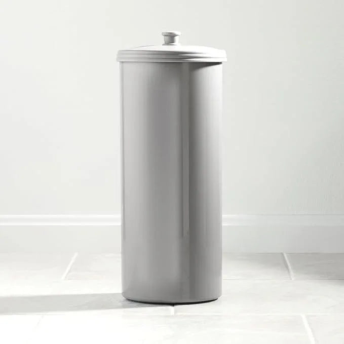 iDesign Freestanding Bathroom Toilet Paper Storage Holder with Lid for 3 Extra Rolls, Silver - ModernBath