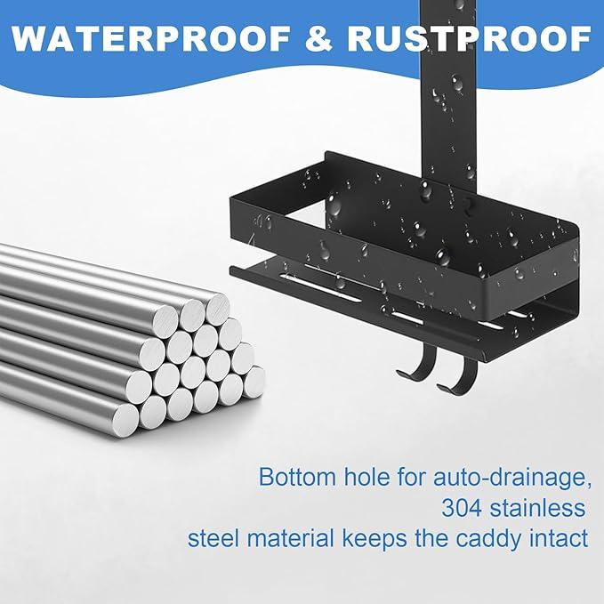 Hiendure Shower Caddy Over Door Black - 2 Tier Haning Shower Caddy Shelf Rack, Stainless Steel Shower Organizer No Drilling Bath Shower Storage - ModernBath