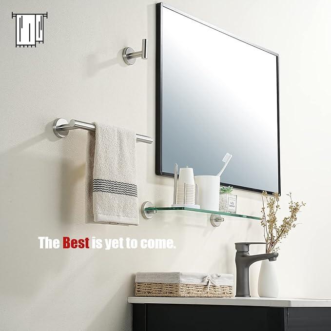 JQK Hand Towel Bar, 12 Inch 304 Stainless Steel Thicken 0.8mm Towel Rack, Bathroom Towel Holder Brushed Finished Wall Mount, Useable Length 9 Inch TB110L9-BN - ModernBath