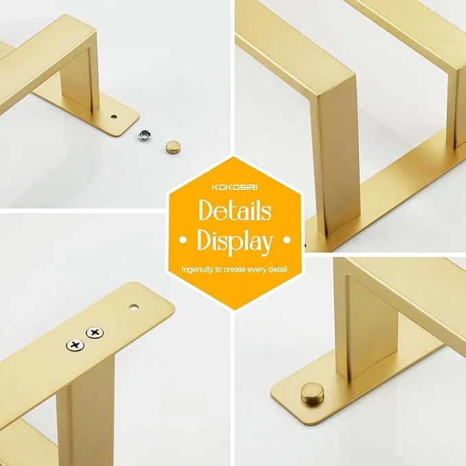 KOKOSIRI Bath Towel Bars Bathroom 2-Tiers Ladder Brushed Gold Towel Rails 24 Inches Towel Holders Wall Mounted Towels Shelves Rack Stainless Steel, B5008BG-L24 - ModernBath
