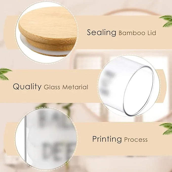 Tessco 6 Pcs Cotton Ball Holder Apothecary Jars with Lids Glass 3 Pcs Bamboo Tray Oval Plate Bathroom Decor Clear Cotton Ball Holder Bathroom Organizer Countertop Bathroom Storage Containers - ModernBath