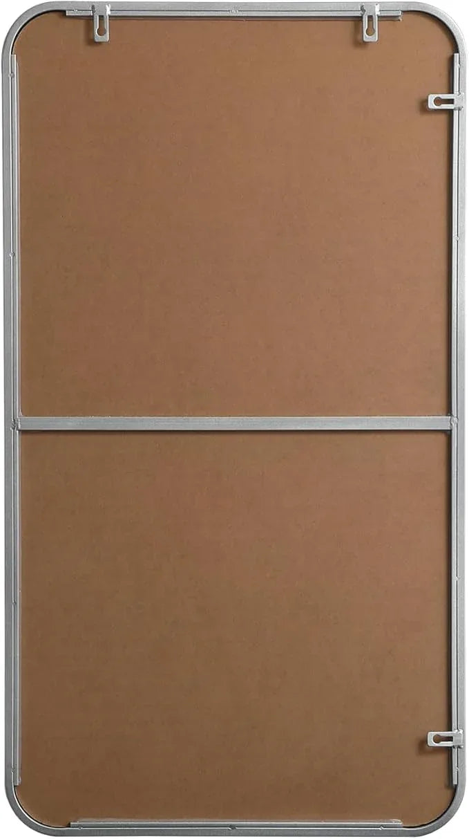 ARS Concepts Aura, Soft Corner Metal Rectangular Mirror 20X36 Inch in, Modern, Silver - ModernBath