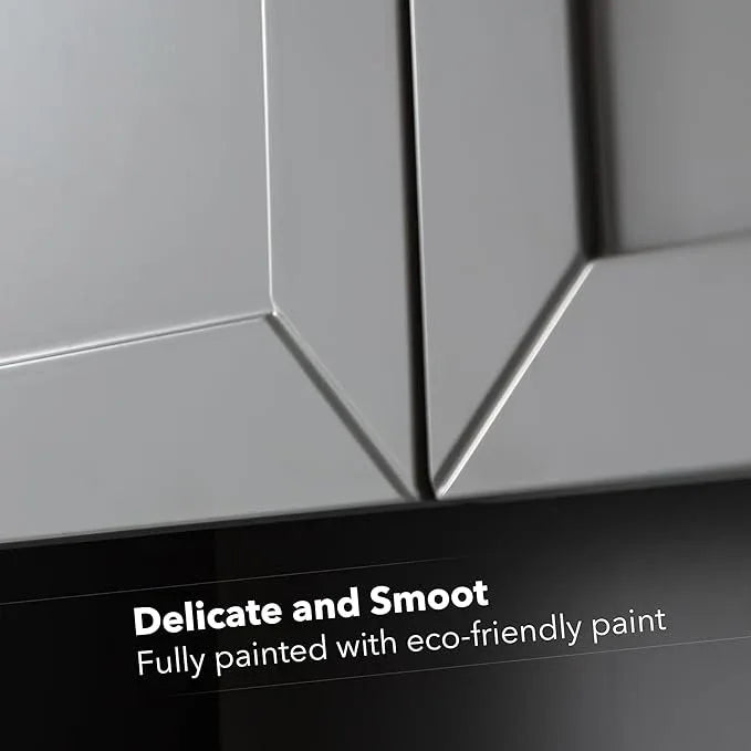 Grey Wall Mounted Bathroom Cabinet 24x30 Inch Wooden Over Toilet Storage Cabinet with 2 Doors, Above Toilet Medicine Cabinets for Bathroom Laundry Room Bedroom Kitchen - ModernBath