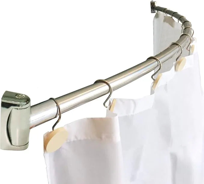 60-Inch Stainless Steel Curved Shower Curtain Rod, 5 Foot Mounted Non-Telescoping Rust Proof (Chrome Plated) - ModernBath