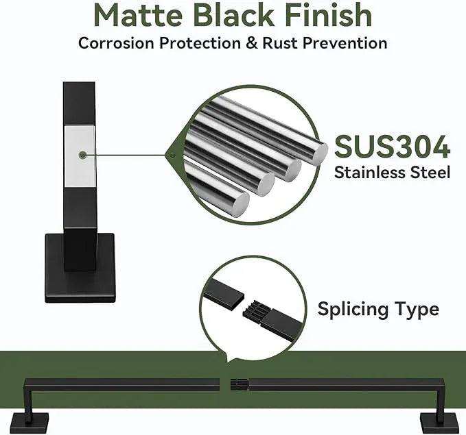 Bubxo 10-Pieces Matte Black Bathroom Accessories Set, 24 Inch Bathroom Hardware Set, SUS304 Stainless Steel Bath Towel Bar Set, Towel Racks for Bathroom Wall Mounted - ModernBath
