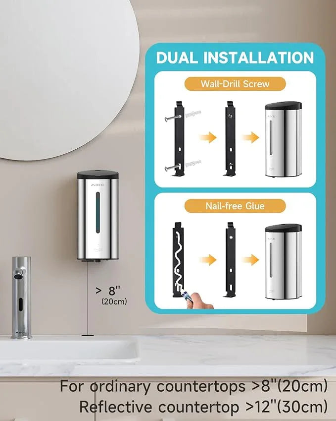 AIKE Wall Mount Automatic Foam Soap Dispenser 25 OZ Commercial Large Capacity Stainless Steel Model AK1205FA(Polished) - ModernBath